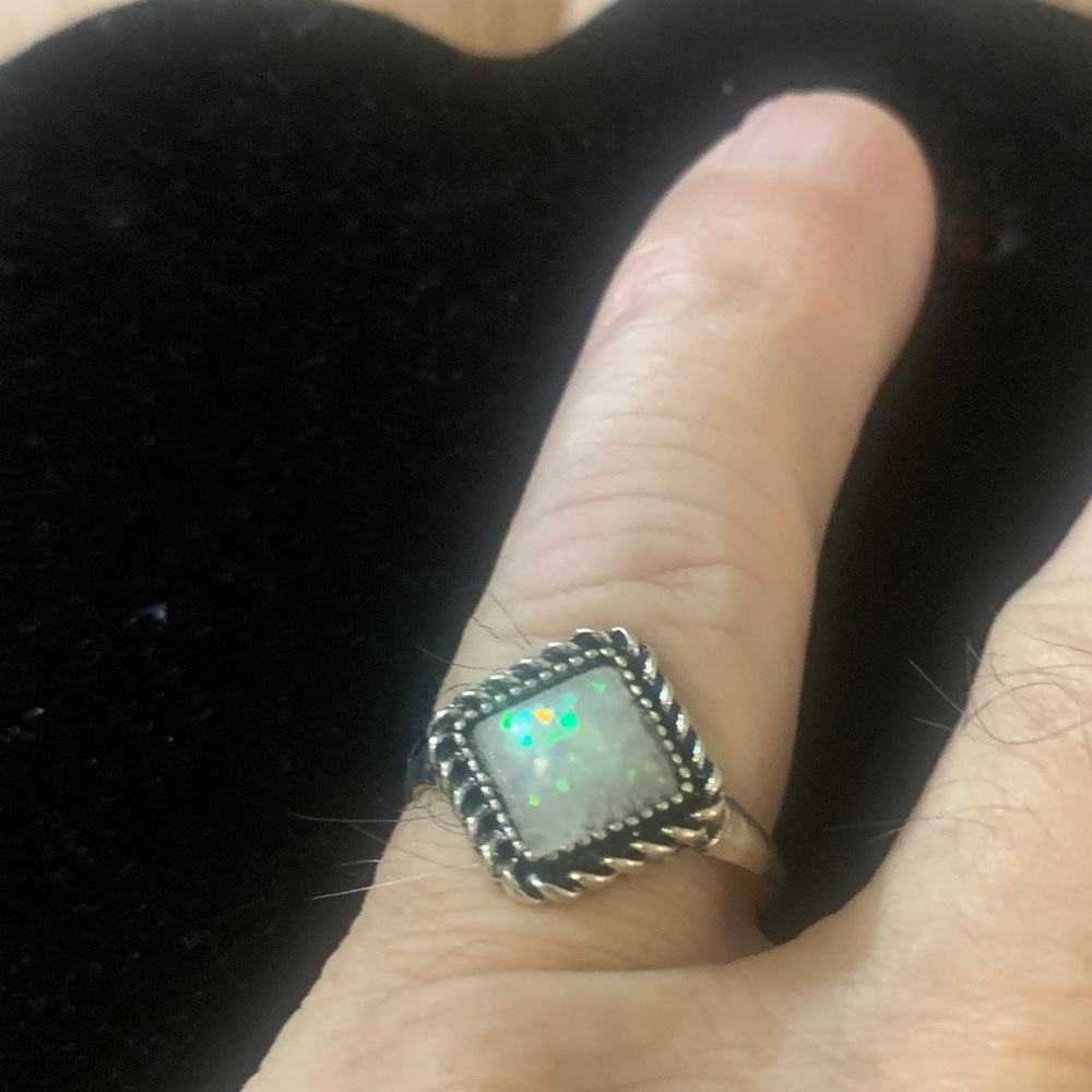 Elegant Silver Opal Ring Bogo
